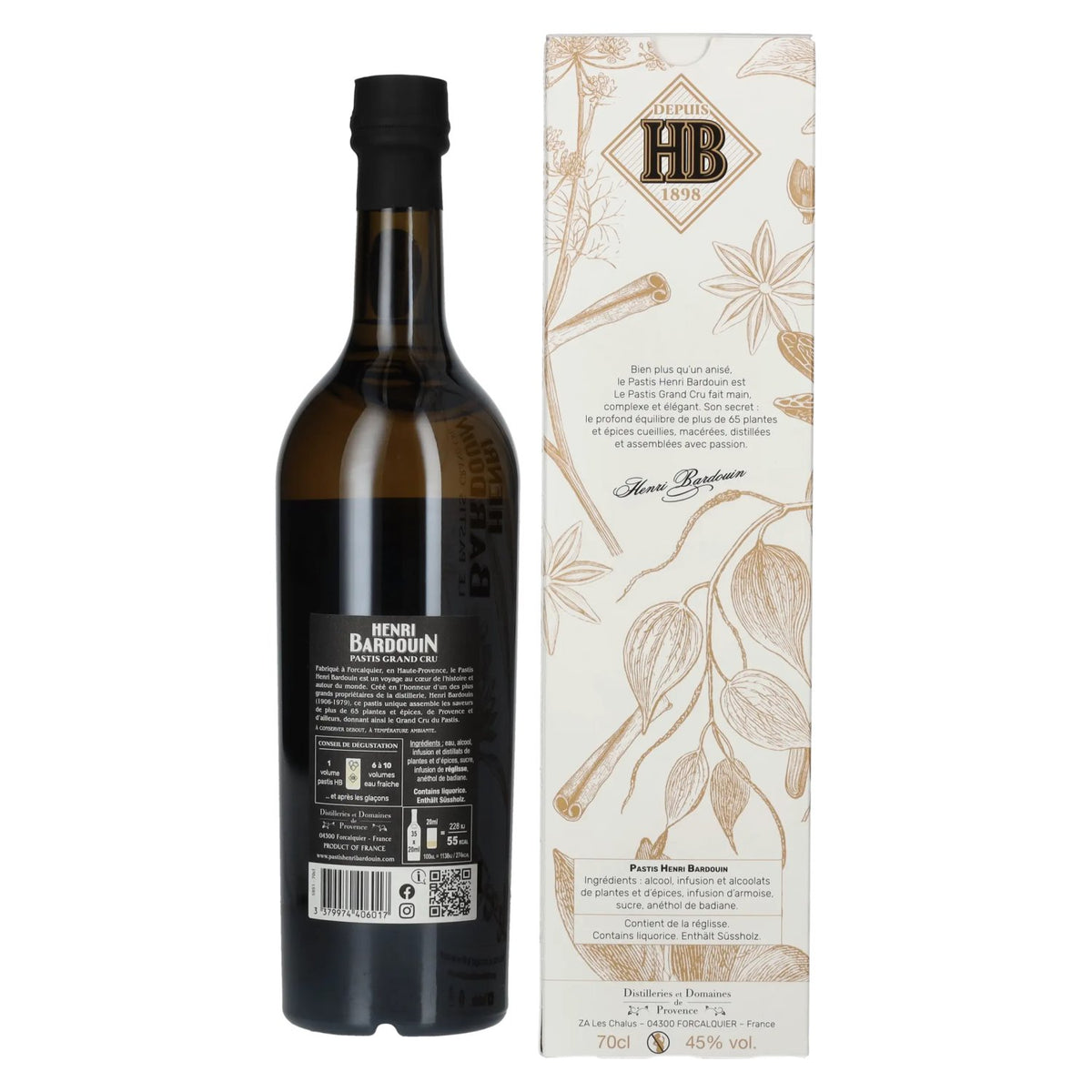 Henri Bardouin Le Pastis Grand Cru 45% vol. 0,7 l in geschenkverpakking