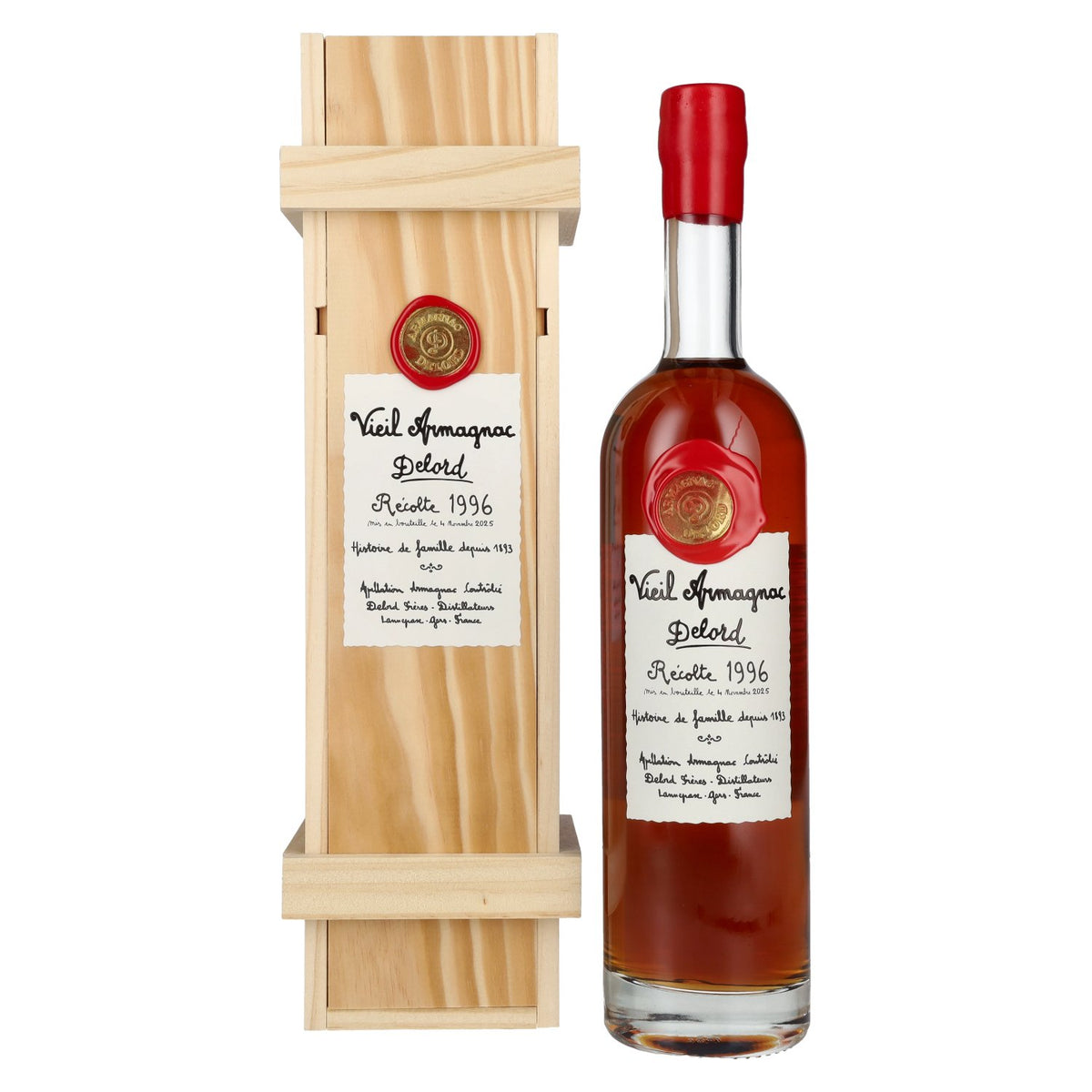 Vieil Armagnac Delord Vintage Récolte 1996 40% Vol. 0,7l in Holzkiste
