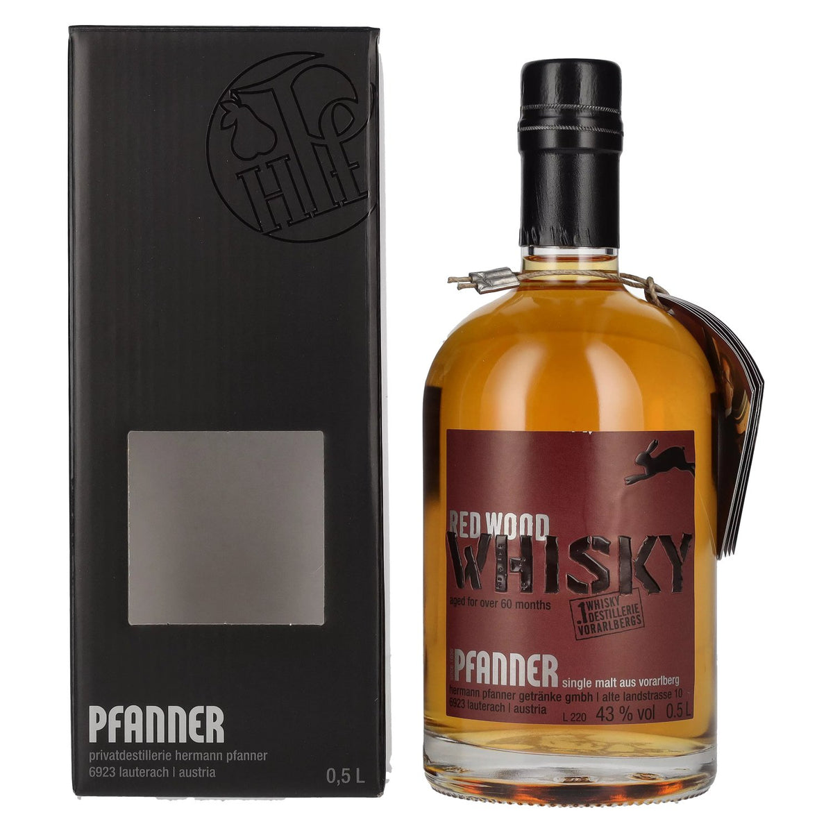 Whisky single malt Pfanner Red Wood 43 % vol., 0,5 l, dans un coffret cadeau