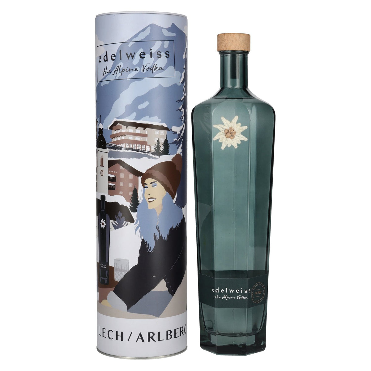 Edelweiss The Alpine Vodka LECH/ARLBERG 40 % vol. 0,7 l dans une boîte en fer-blanc