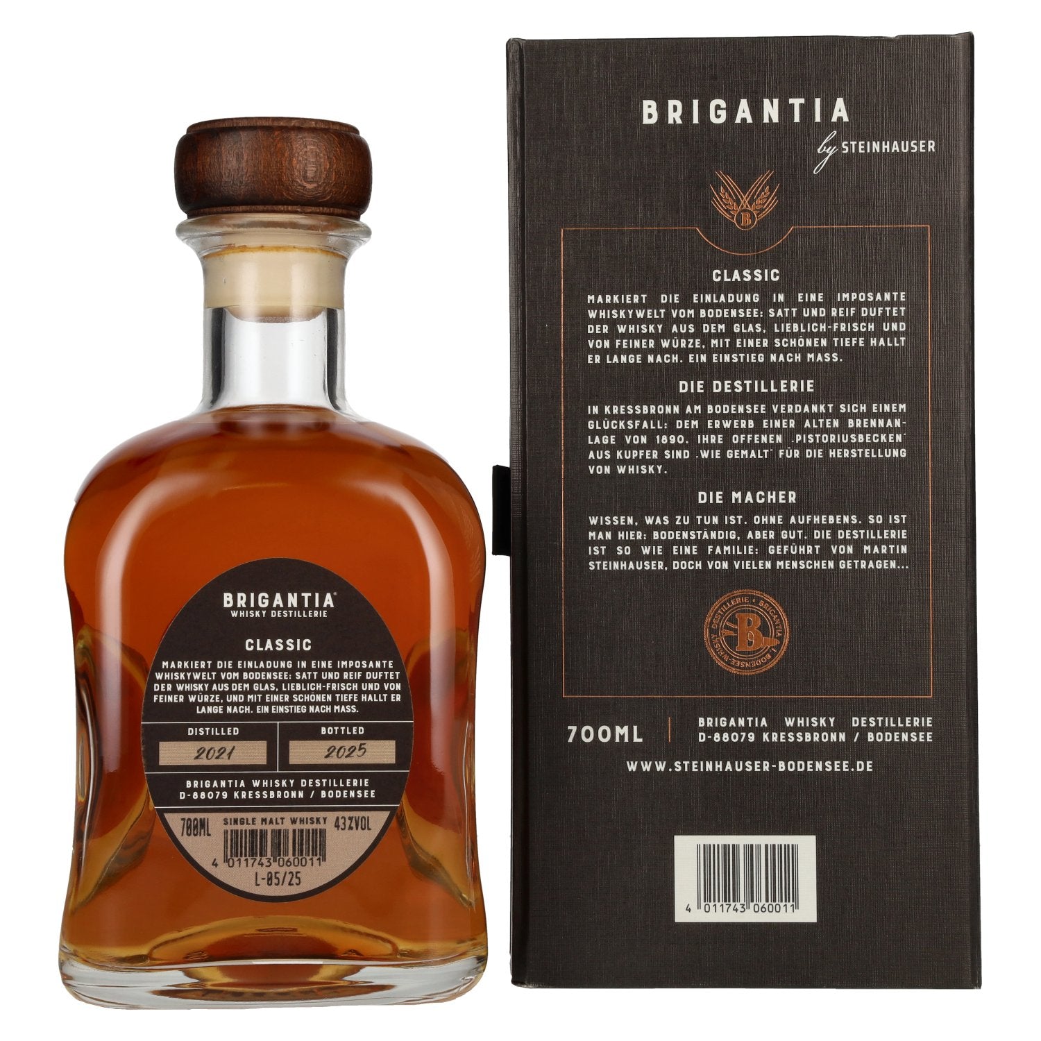 Steinhauser BRIGANTIA CLASSIC Single Malt Whisky Limited Edition 43% vol. 0,7l en coffret cadeau