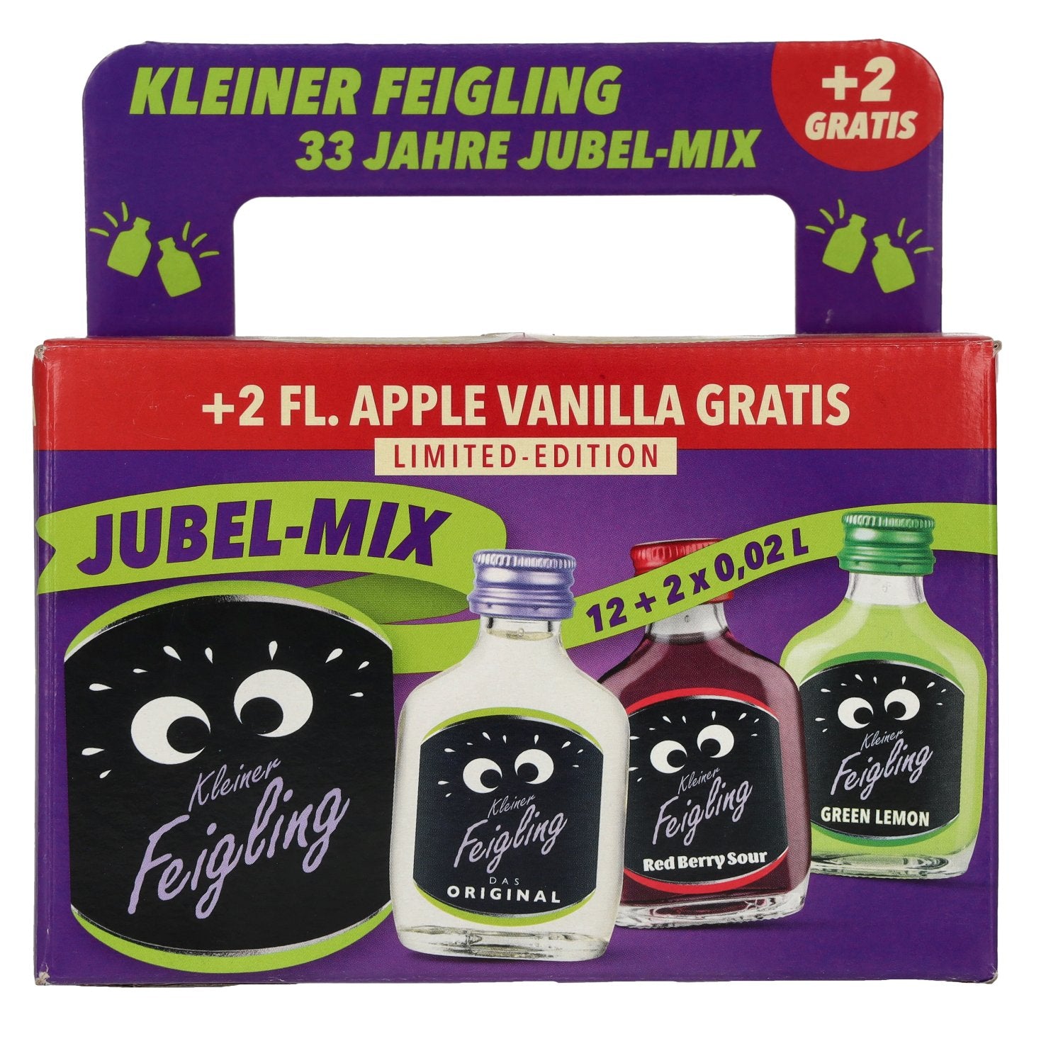 Kleiner Feigling Jubel-Mix 15,4% Vol. 12x0,02l met 2 flessen Appel Vanille 0,02l