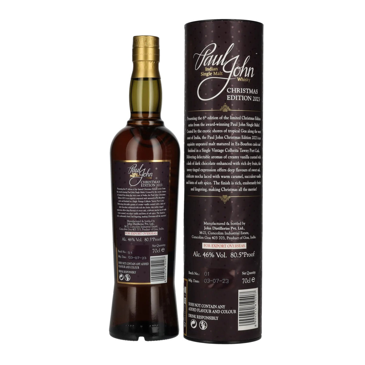 Paul John CHRISTMAS EDITION Indian Single Malt Whisky 2023 46% Vol. 0,7l in Geschenkbox