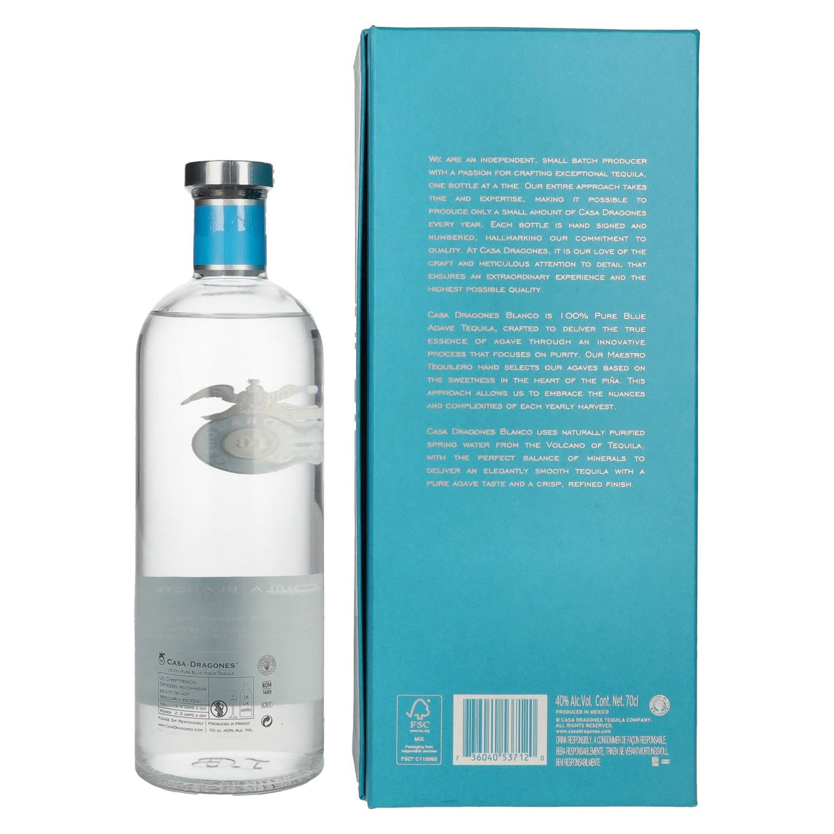 Casa Dragones Tequila BLANCO 100% Puro Agave Azul 40% Vol. 0,7l en boîte cadeau