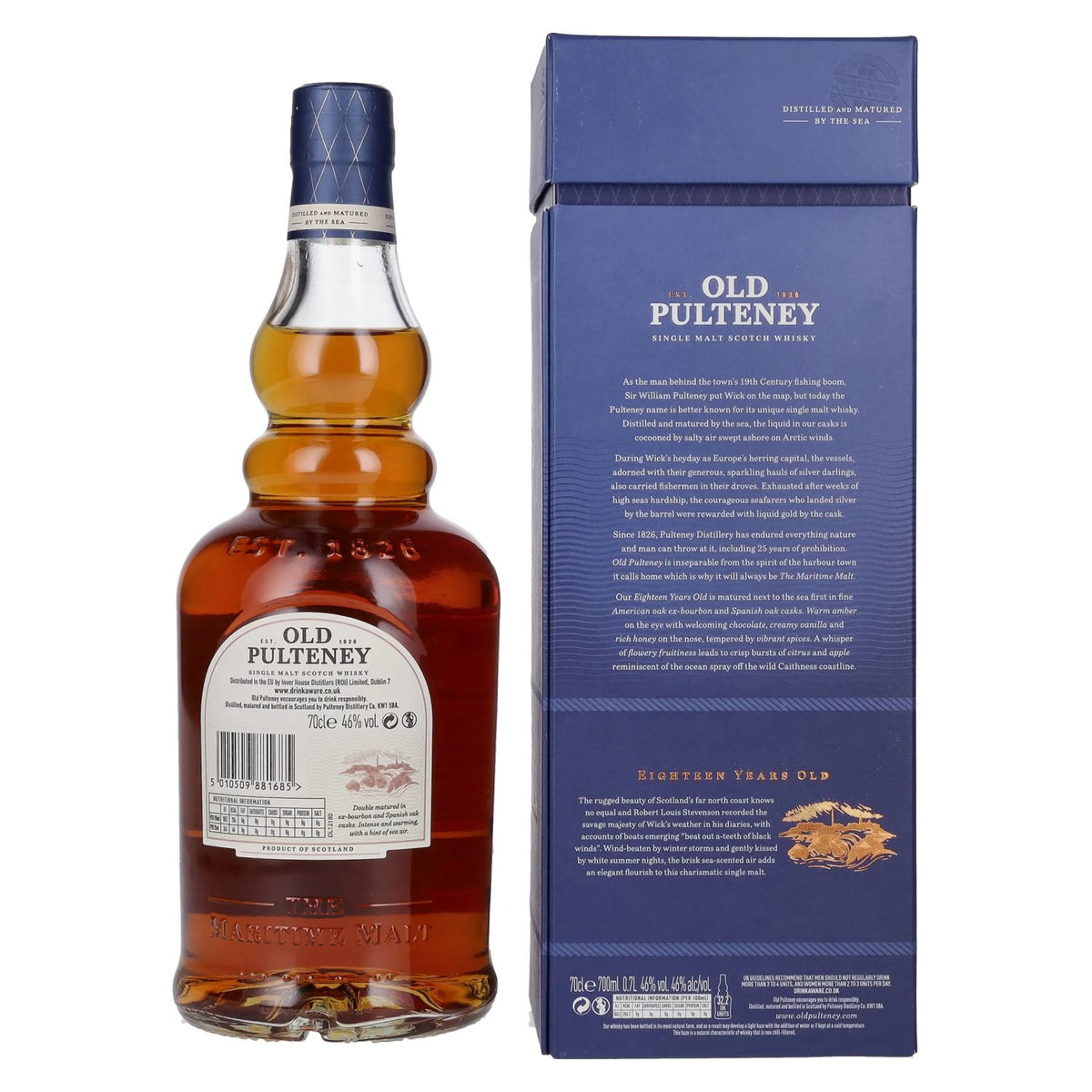 Old Pulteney 18 Years Old Single Malt Scotch Whisky 46% Vol. 0,7l in Geschenkbox