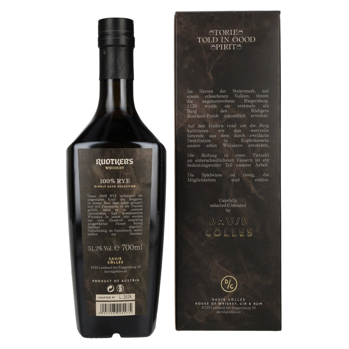 Ruotker's Stories Told In Good Spirits 100% Rye Whiskey 51,2% vol. 0,7l en coffret cadeau