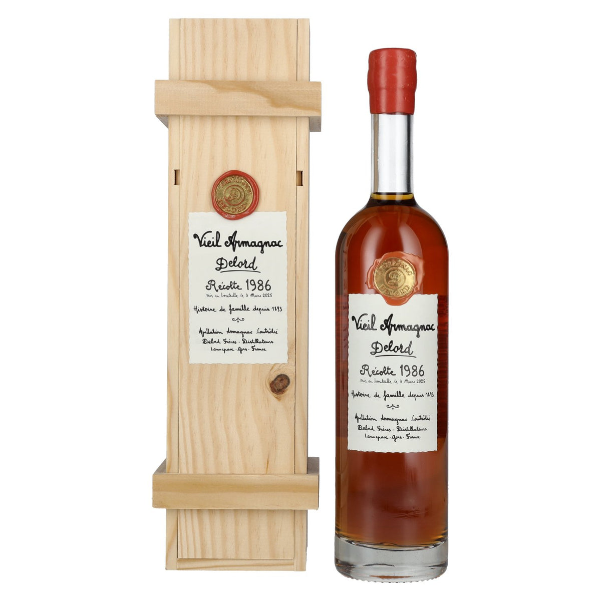 Vieil Armagnac Delord Vintage Récolte 1986 40% Vol. 0,7l in Holzkiste