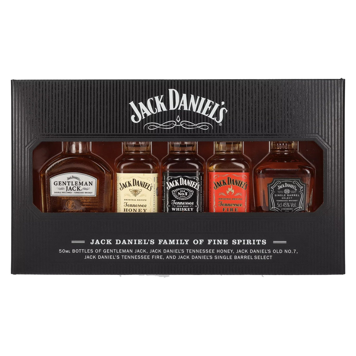 Jack Daniel's FAMILY OF FINE SPIRITS 39% vol. 5 x 0,05 l in geschenkverpakking