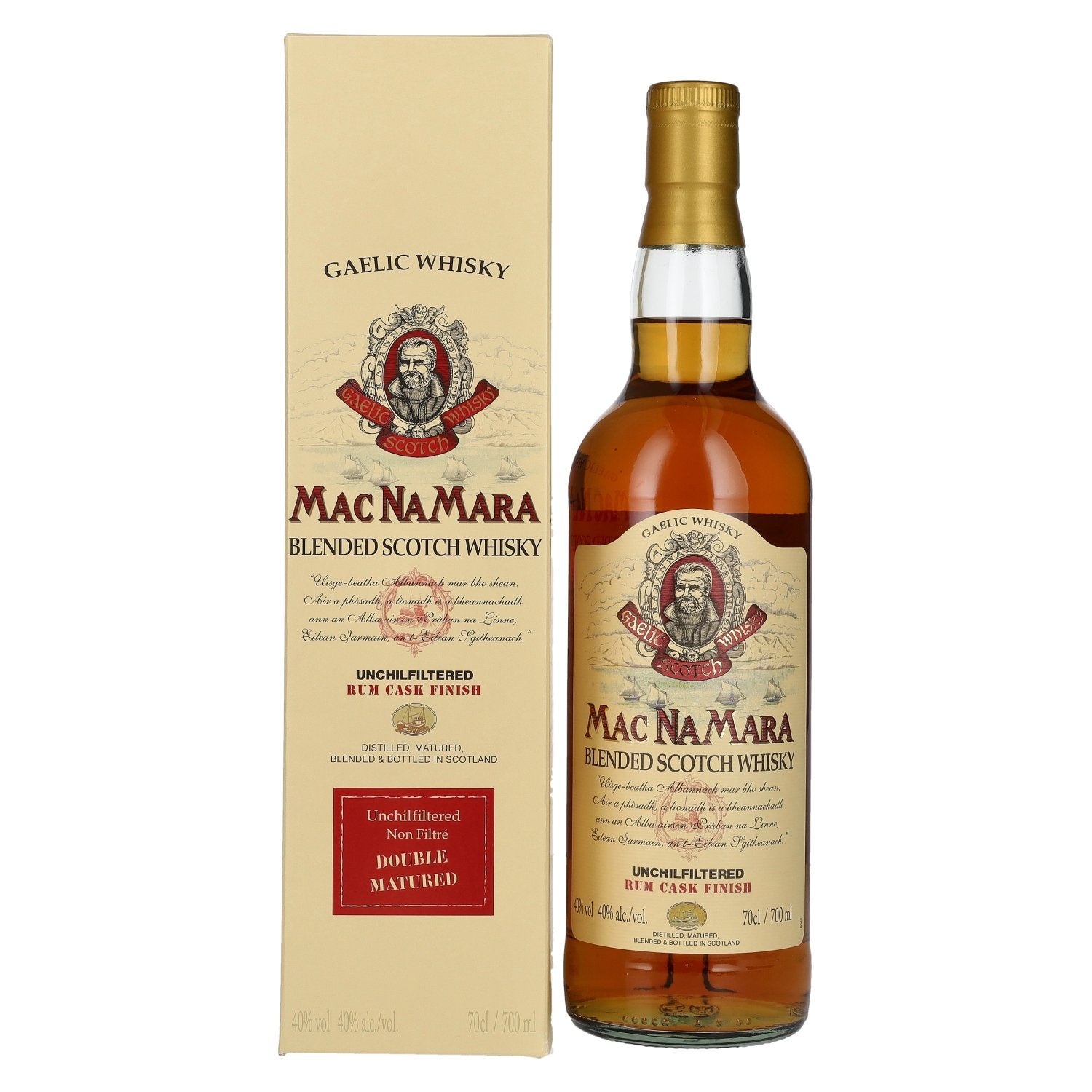Gaelic Whisky MACNAMARA Rum Cask Finish Blended Scotch Whisky 40% vol. 0,7 l in geschenkverpakking