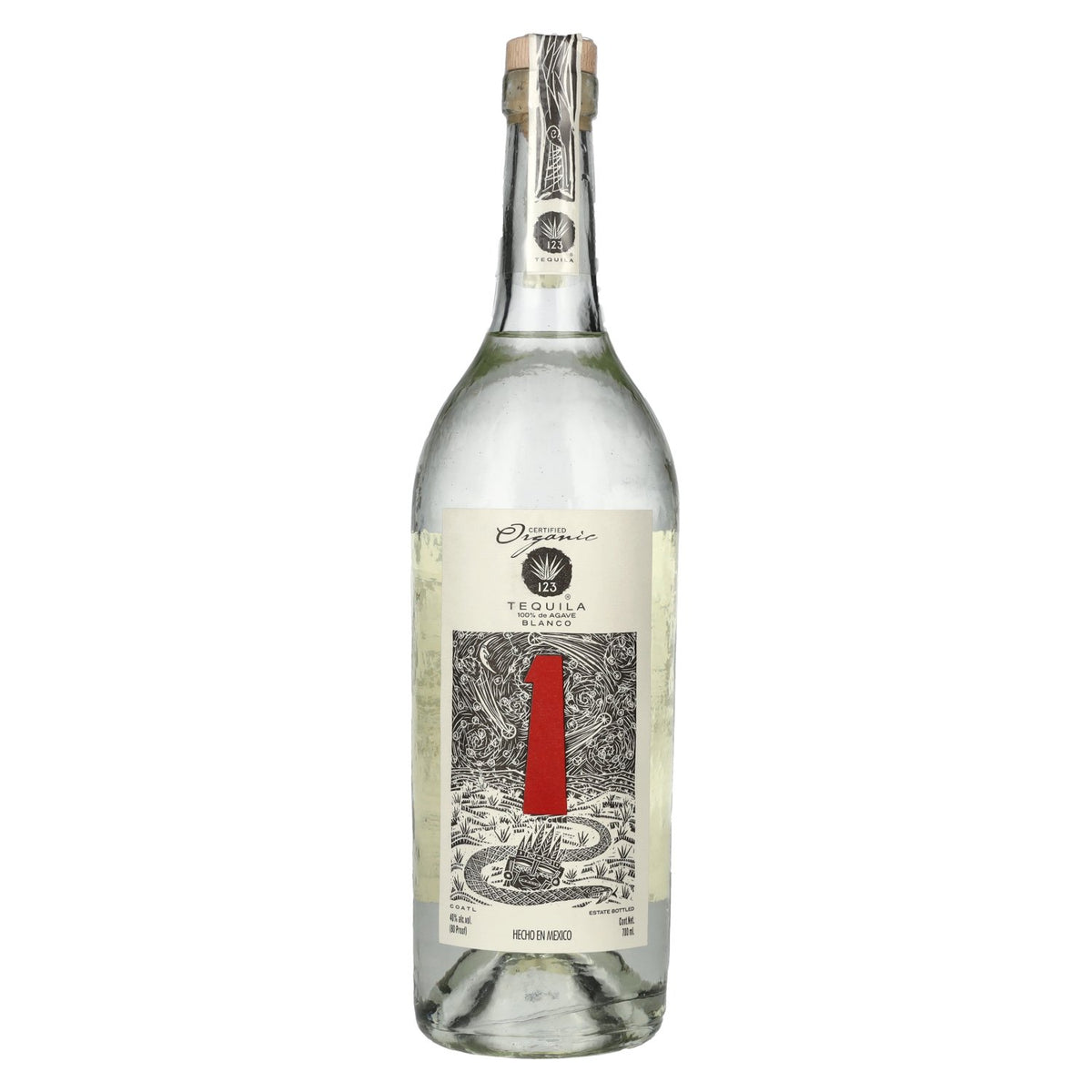 Tequila 123 UNO Blanco 100% agave, biologisch, 40% vol., 0,7 l