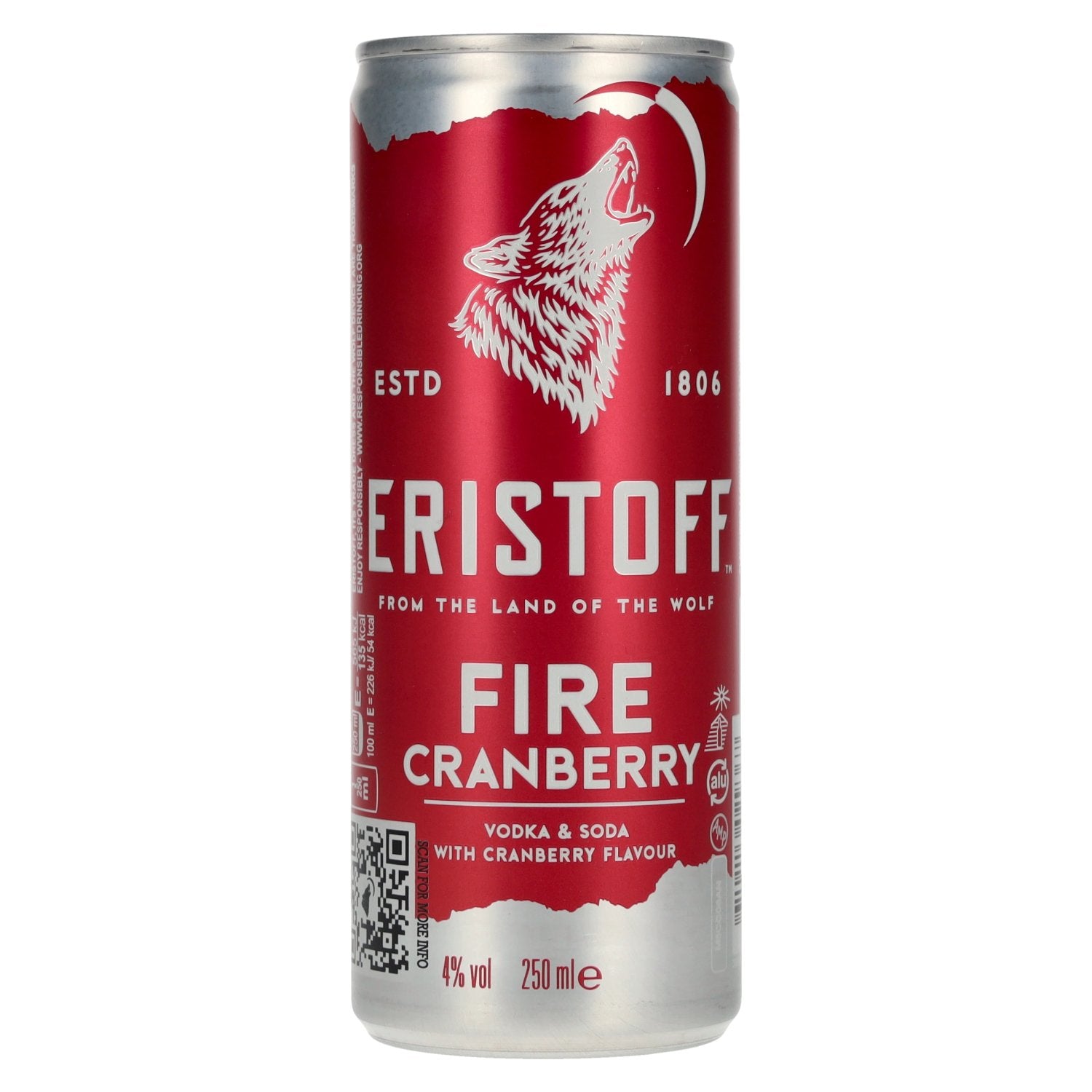 Eristoff Fire Cranberry 4% ABV 0.25l can (deposit required)