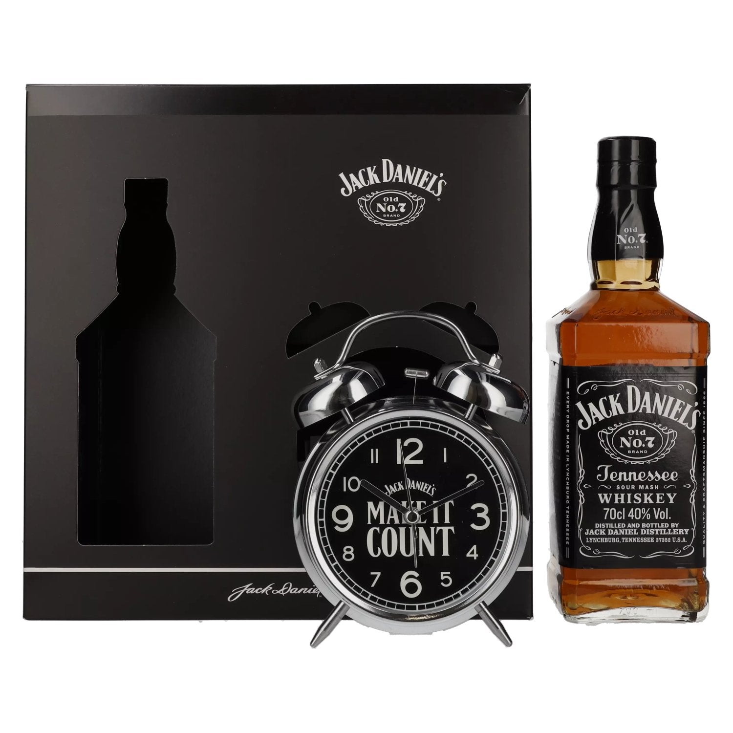 Jack Daniel's Tennessee Whiskey 40% Vol. 0.7l in gift box with alarm clock