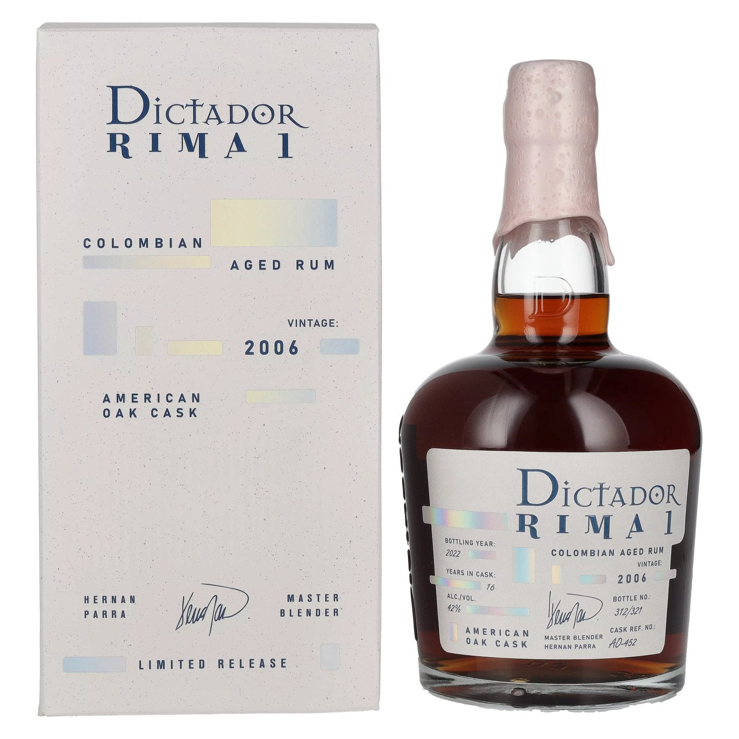 Dictador RIMA 1 16 Years Old AMERICAN OAK Cask Vintage 2006 42% Vol. 0,7l en boîte cadeau