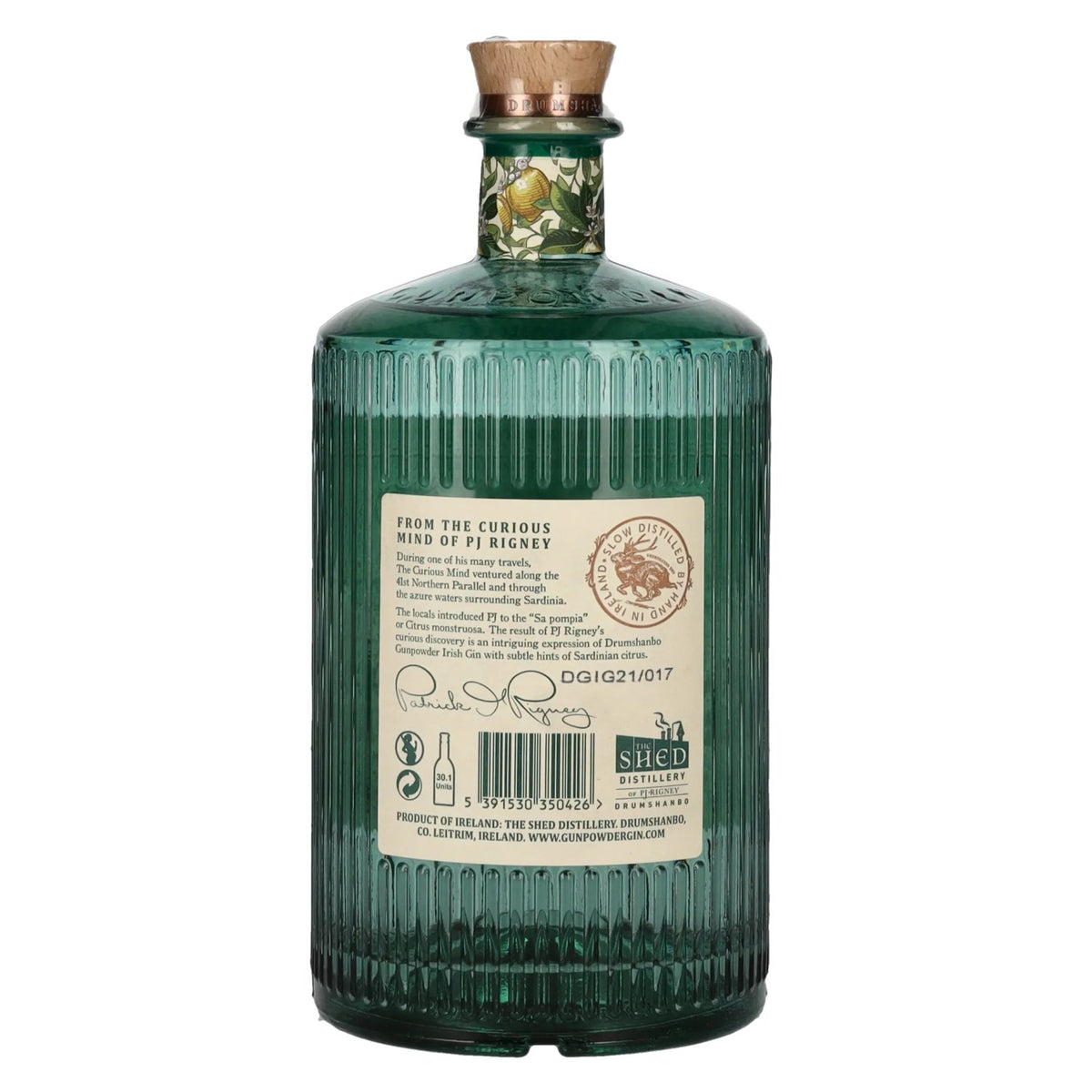 Gin irlandais Drumshanbo Gunpowder aux agrumes de Sardaigne, 43 % vol., 0,7 l