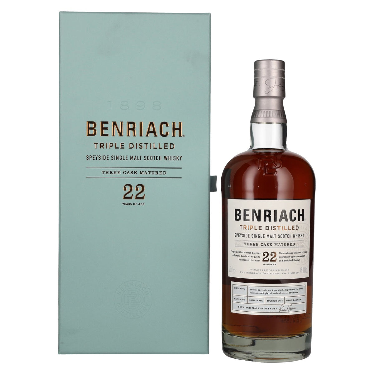 Benriach 22 Years Old Triple Distilled Three Cask Matured Single Malt 46,8% Vol. 0,7l in gift box