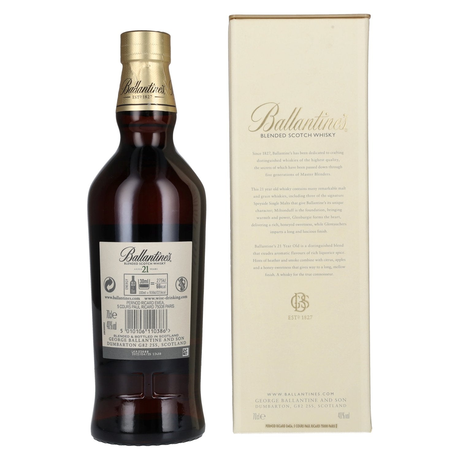 Ballantine's 21 Years Old Blended Scotch Whisky 40% Vol. 0,7l in Geschenkbox