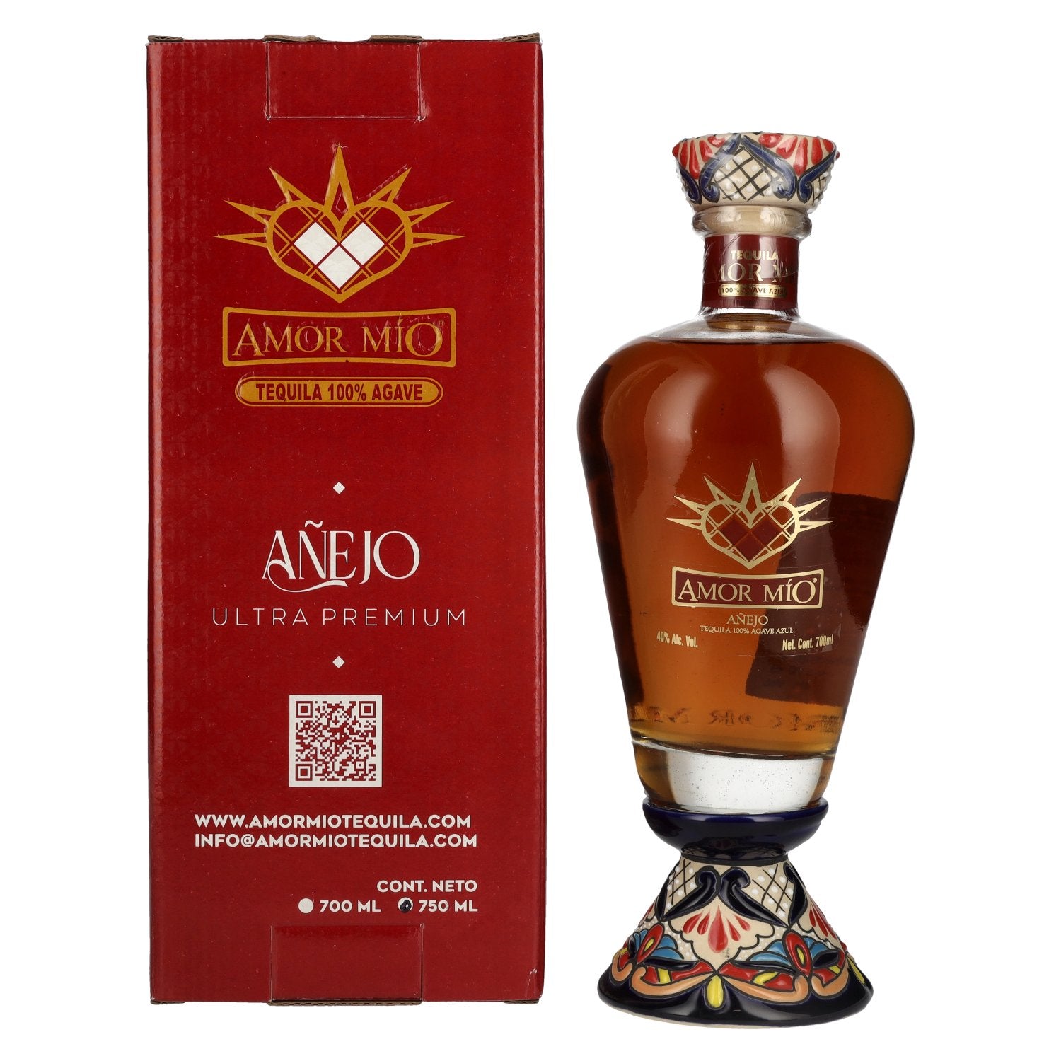 Amor Mío Tequila Añejo 100% Agave Azul 40% Vol. 0,7l in geschenkverpakking