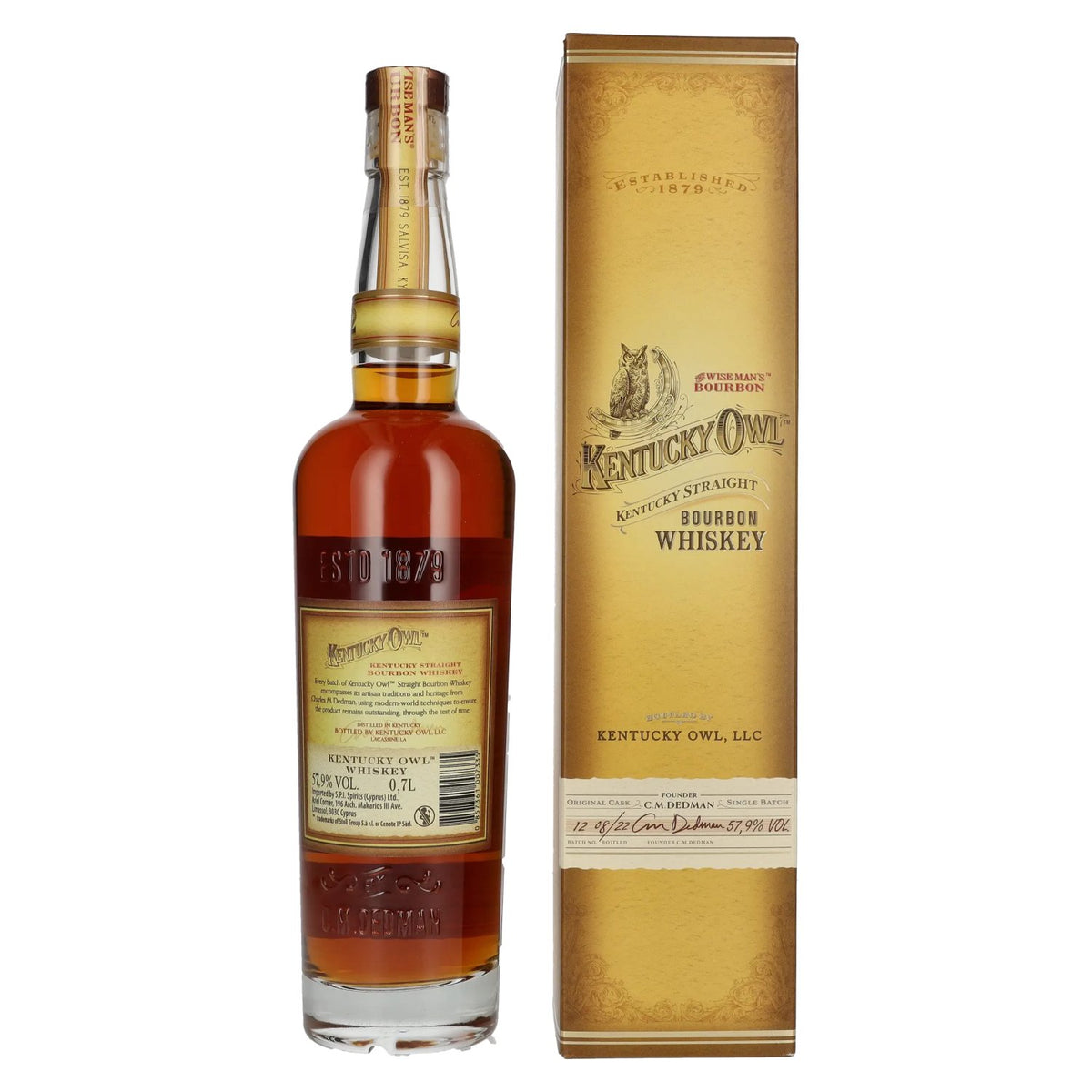 Kentucky Owl Kentucky Straight BOURBON Whiskey, lot n° 12, 57,9 % vol., 0,7 l, dans un coffret cadeau