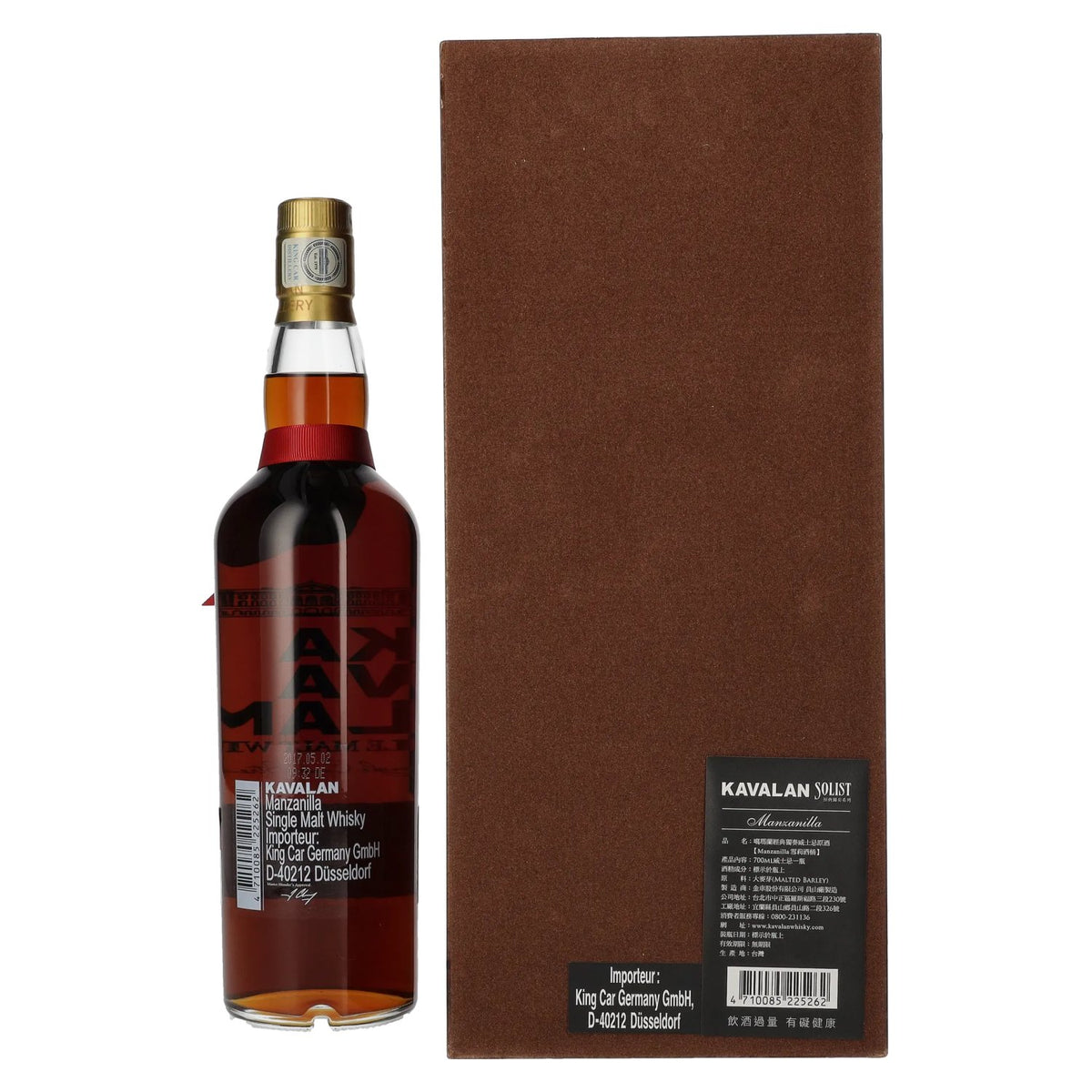 Kavalan SOLIST Manzanilla Sherry Cask 58,6 % vol., 0,7 l, dans un coffret en bois
