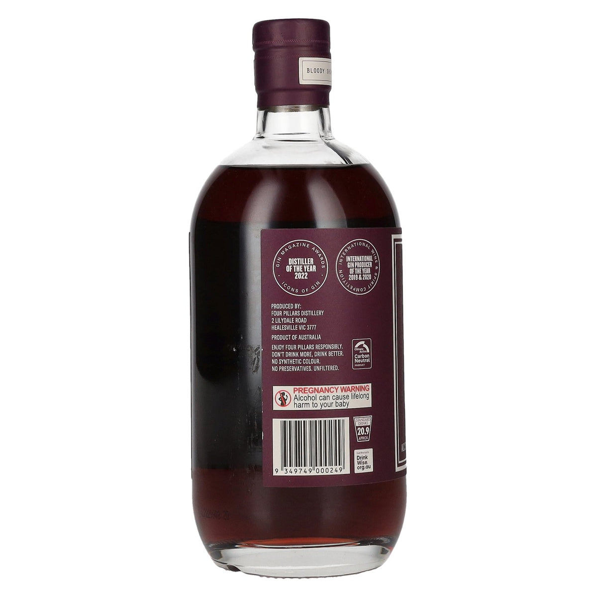 Four Pillars BLOODY SHIRAZ Gin 37.8% ABV 0.7l