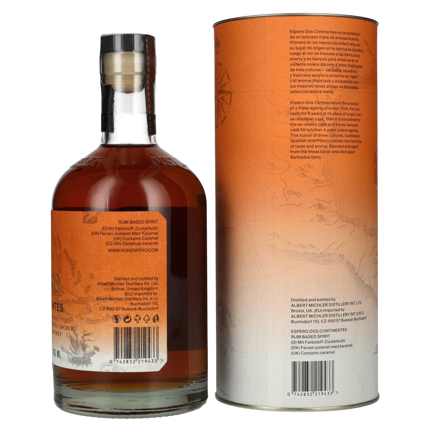 Ron Espero Dos Continentes Premium Caribbean Spirit 40% vol. 0,7l en boîte cadeau
