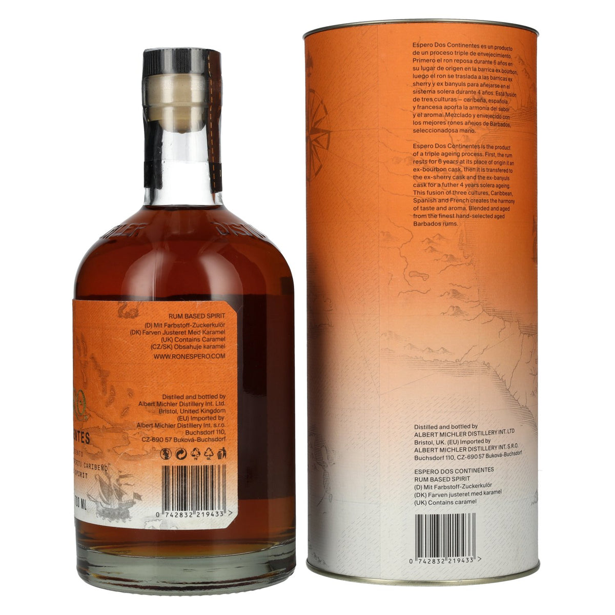 Ron Espero Dos Continentes Premium Caribbean Spirit 40 % vol., 0,7 l, dans un coffret cadeau