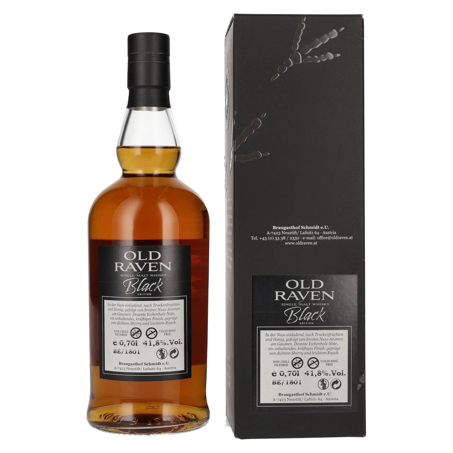 Old Raven Triple Distilled Single Malt Whisky Black Edition, cask strength 54% vol., 0.7l in a gift box