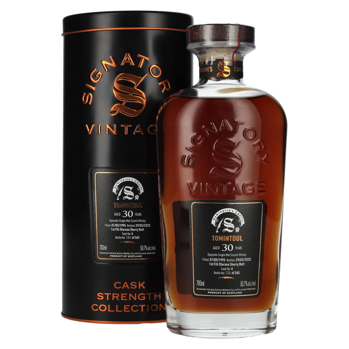 Signatory Vintage Tomintoul 30 Years Old Cask Strength #6 1995 50,7% vol. 0,7 l in blikken doos