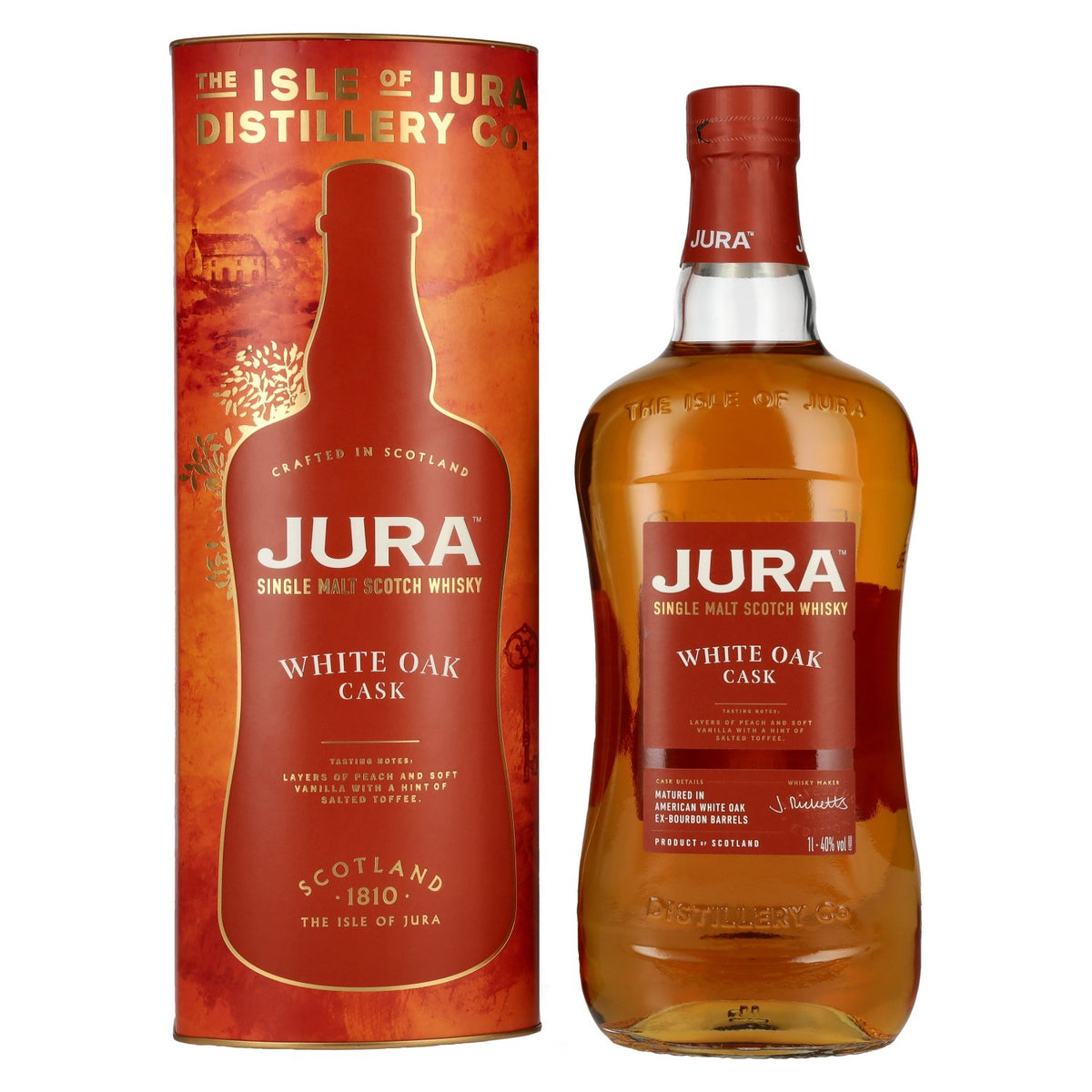 Jura White Oak Cask Single Malt Scotch Whisky 40% ABV, 1 litre, in a gift box