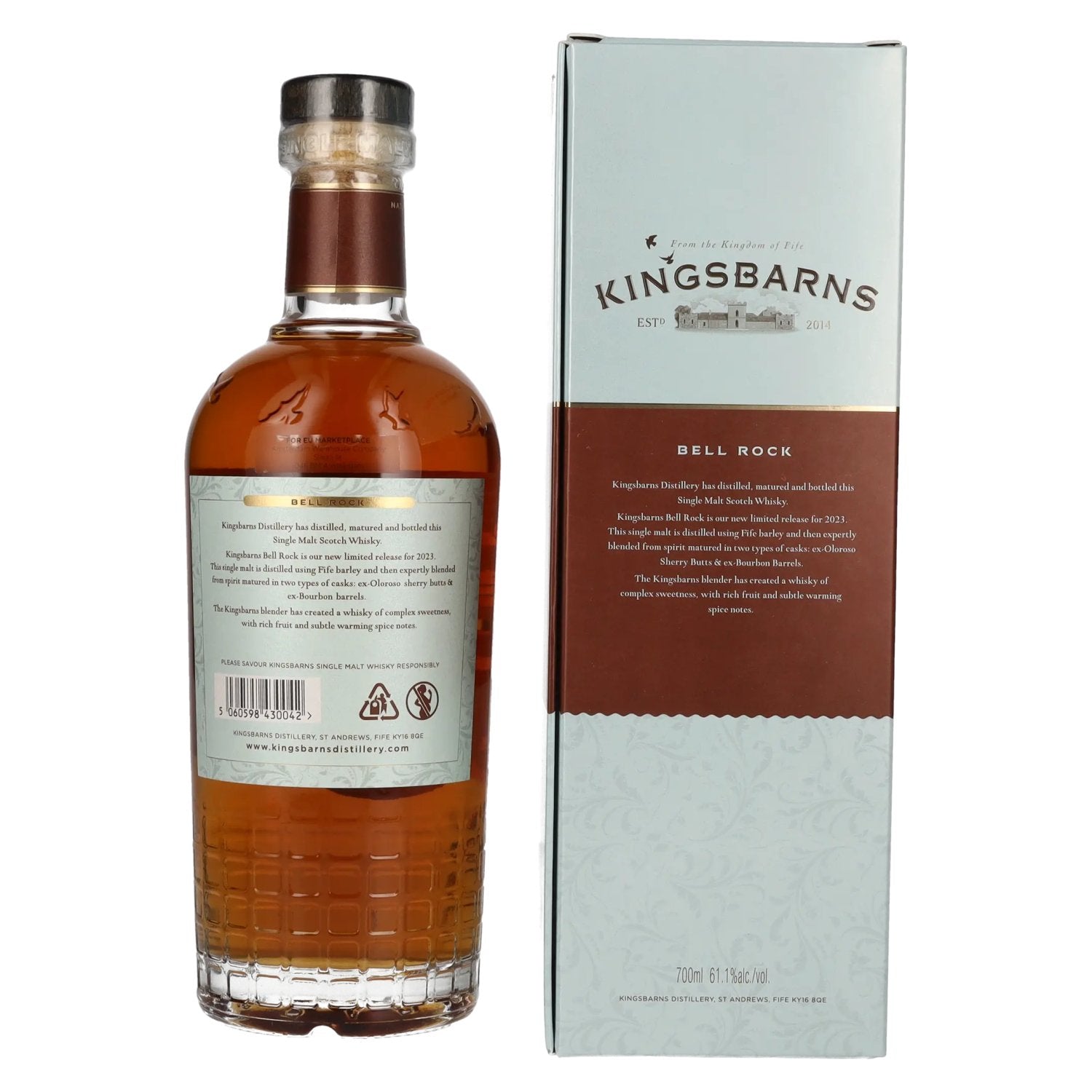 Kingsbarns BELL ROCK Lowland Single Malt Scotch Cask Strength 61,1% Vol. 0,7l in geschenkverpakking