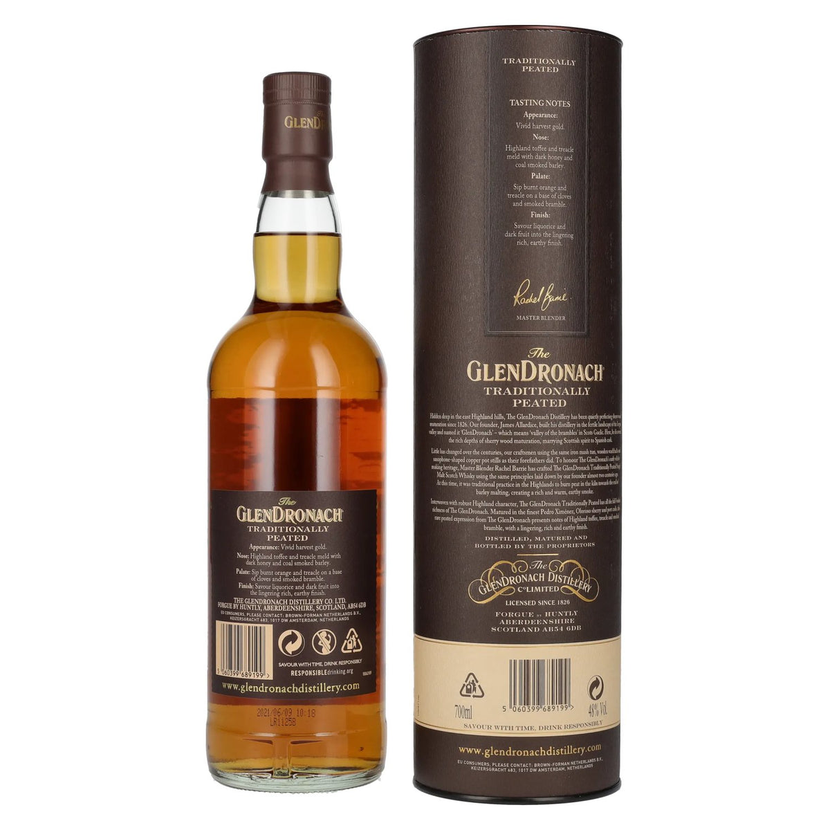 The GlenDronach TRADITIONALLY PEATED Highland Single Malt 48% ABV 0.7l in a gift box