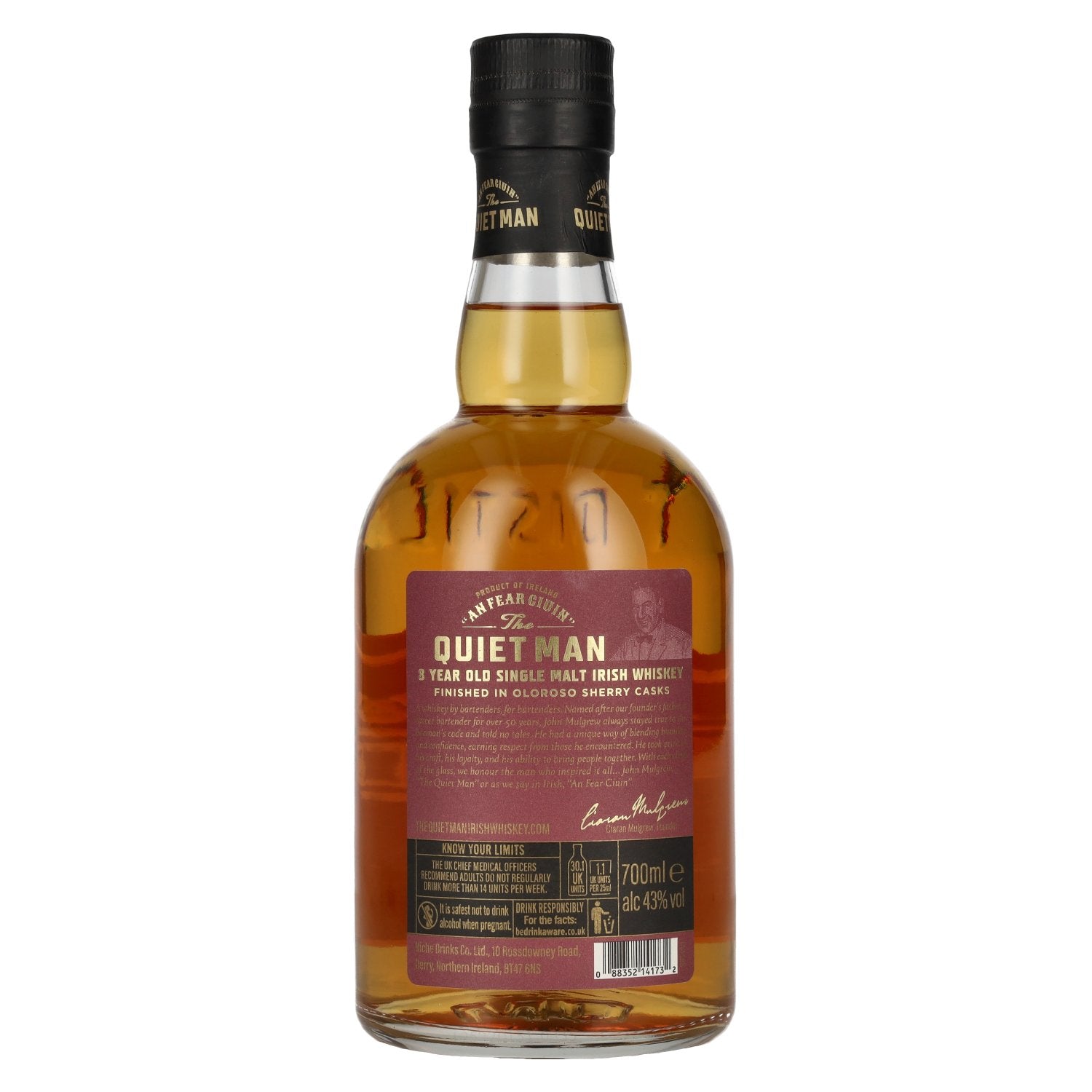 The Quiet Man AN FEAR CIUIN 8 Year Old SHERRY CASK Single Malt Irish Whiskey 43% Vol. 0,7l