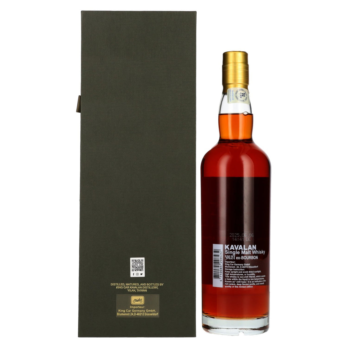 Kavalan Whisky SOLIST single malt vieilli en fût de bourbon, 55,6 % vol., 0,7 l, dans un coffret cadeau