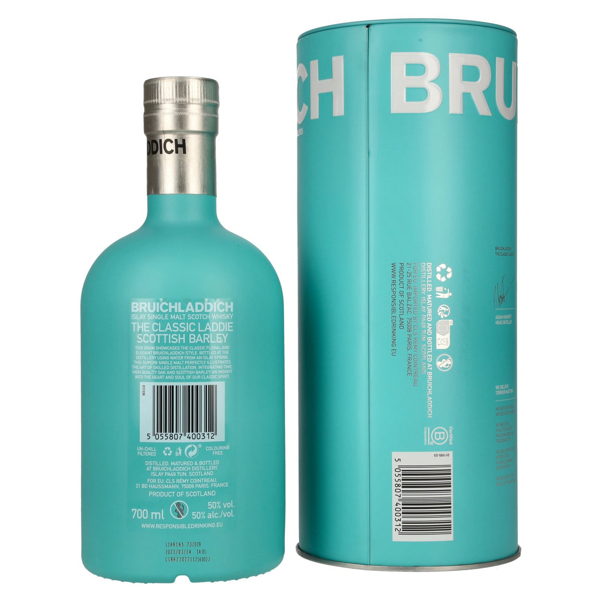 Bruichladdich THE CLASSIC LADDIE Scottish Barley Unpeated Islay Single Malt 50% vol. 0,7 l in blikken doos