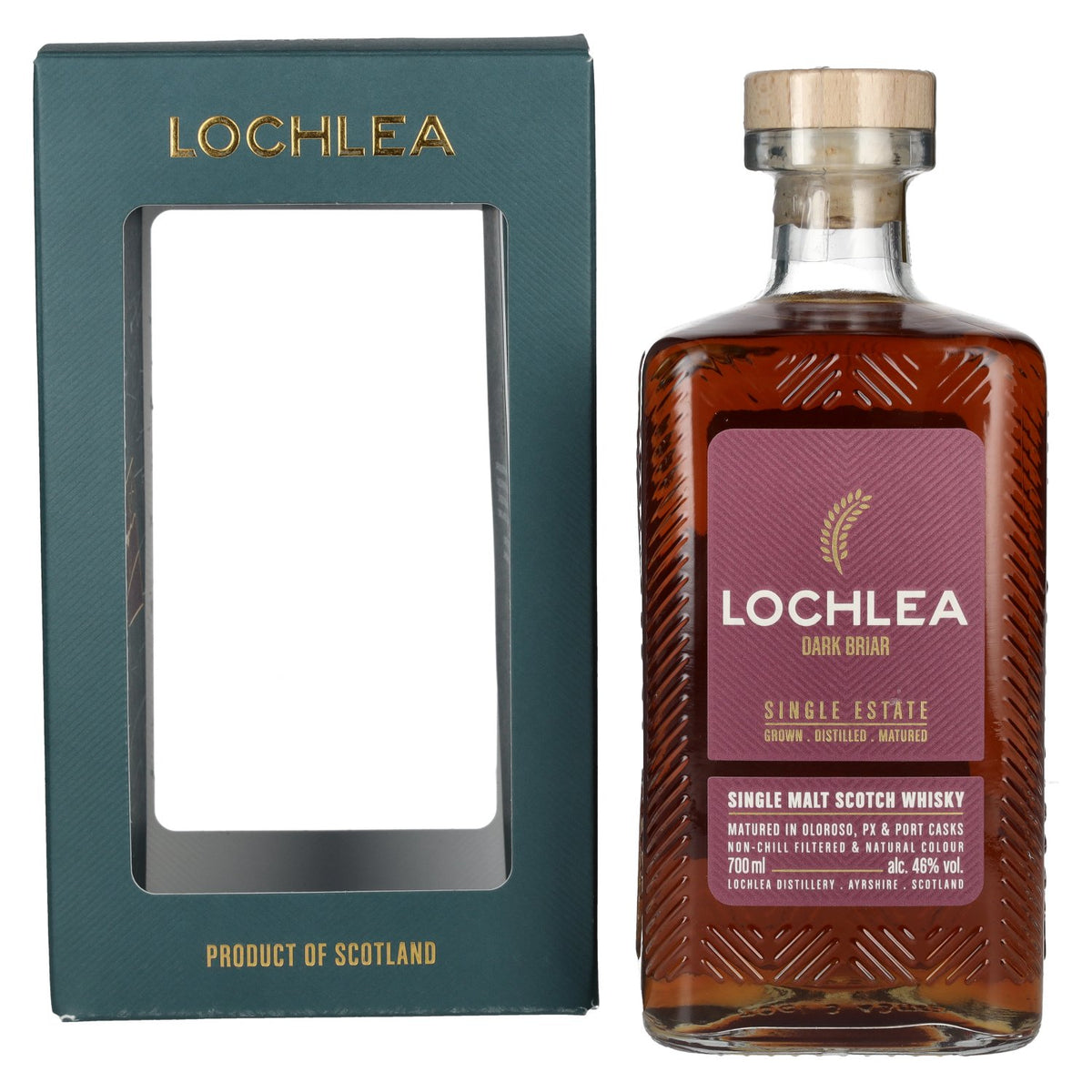 Lochlea DARK BRIAR Single Estate Single Malt Scotch Whisky 46 % vol., 0,7 l, dans un coffret cadeau