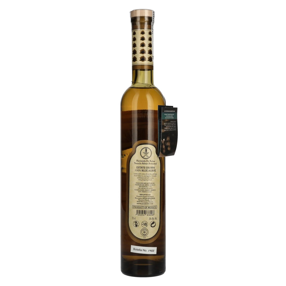 Tequila Hacienda De Xalpa Añejo 100 % d'agave, 38 % vol., 0,7 l