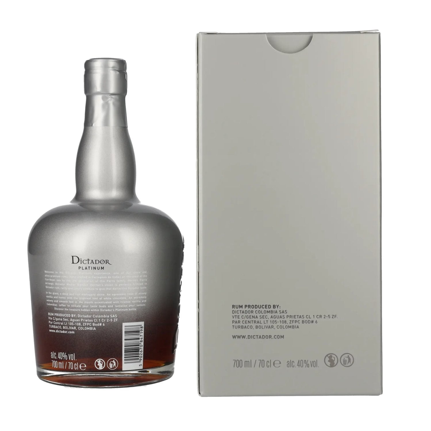 Dictador PLATINUM Colombian Aged Rum 40% Vol. 0,7l in gift box