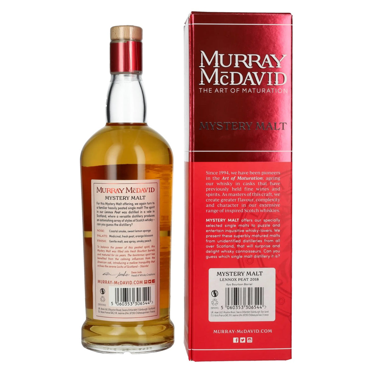 Murray McDavid Benchmark 6 Years Old LENNOX PEAT Bourbon Barrel Finish 2018 56.3% vol. 0.7l in a gift box
