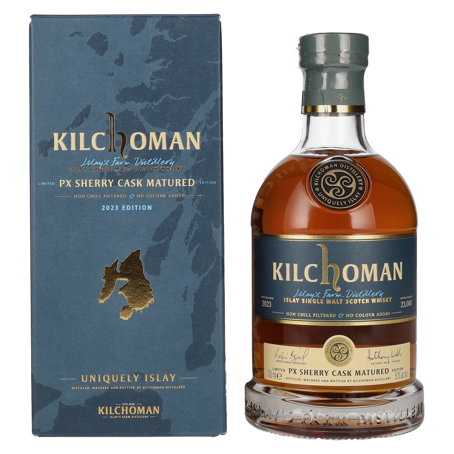 Kilchoman PX Sherry Cask Matured Islay Single Malt Scotch Whisky 2023 50% Vol. 0,7l en coffret cadeau