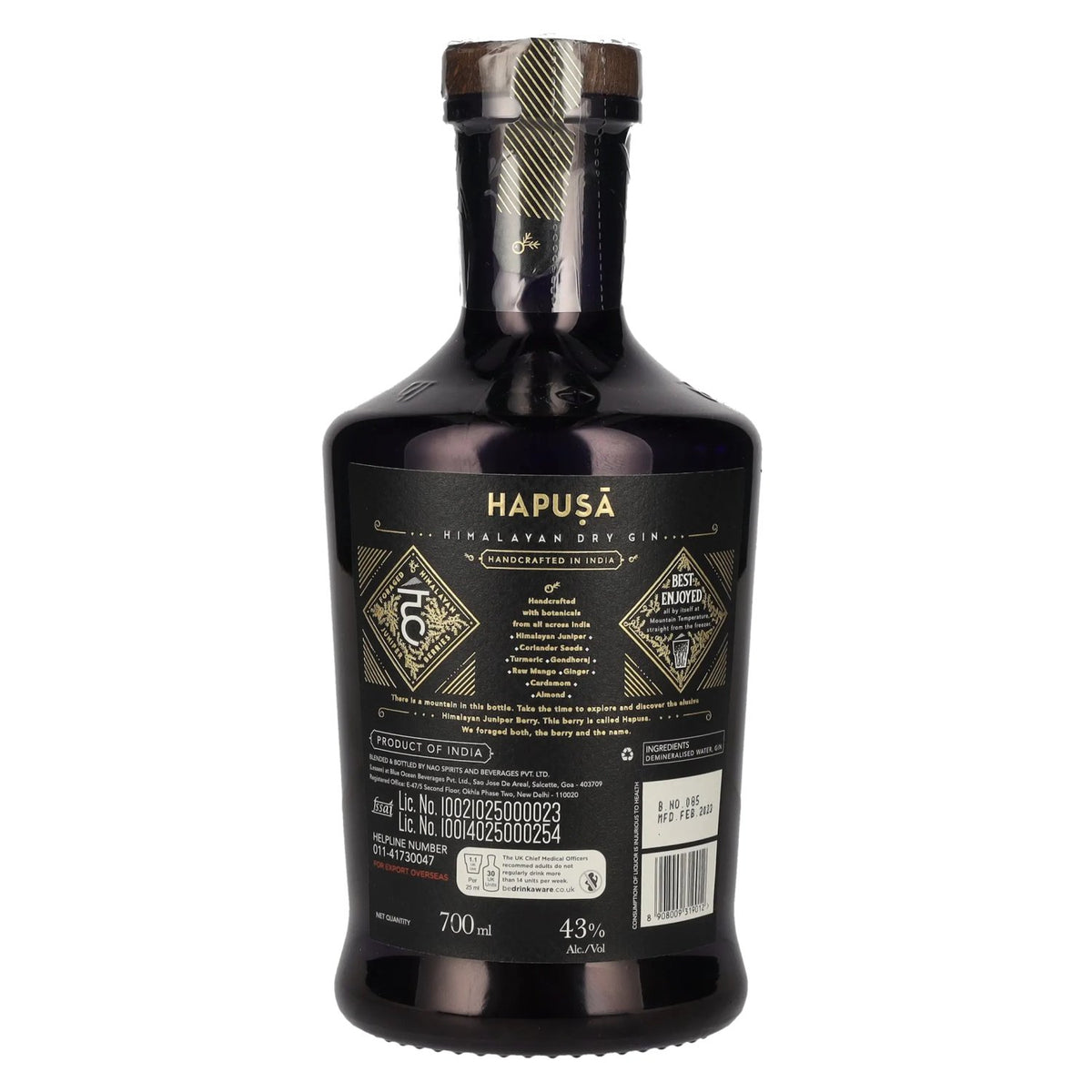 Hapusā Himalayan Dry Gin 43% ABV 0.7l
