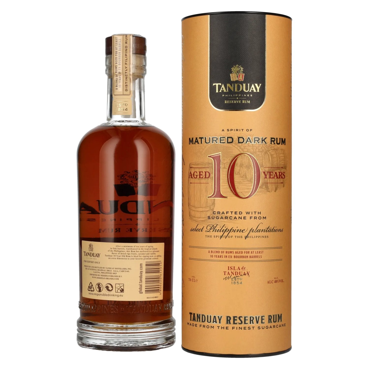 Tanduay Rum 10 Years Old Reserve Dark Rum 40% Vol. 0,7l in gift box