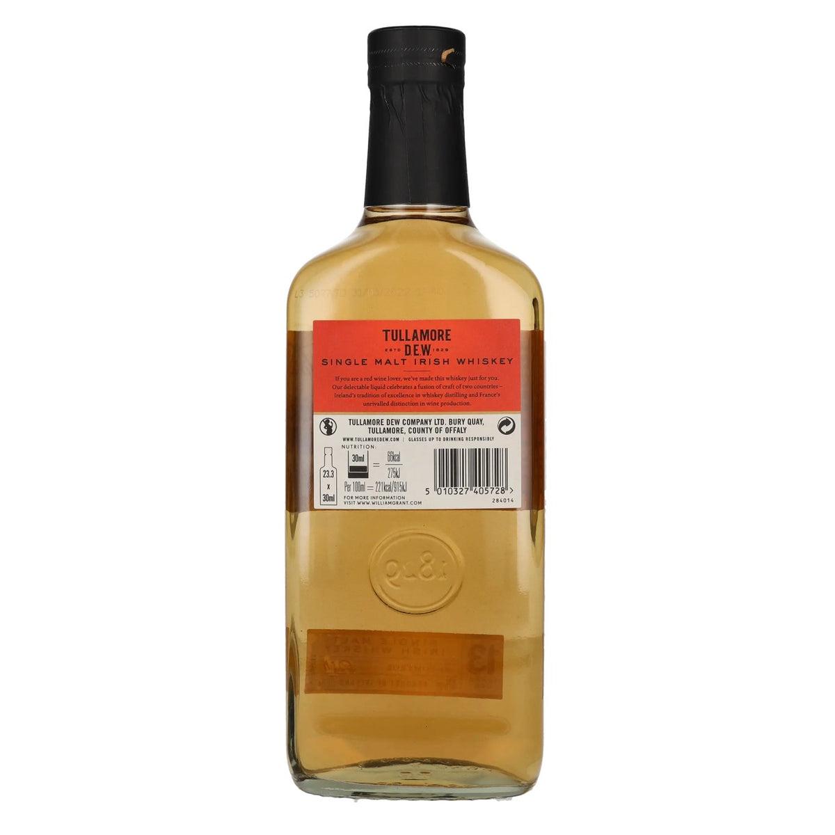 Tullamore D.E.W. ROUGE, whisky irlandais single malt de 13 ans d'âge, 40 % vol., 0,7 l