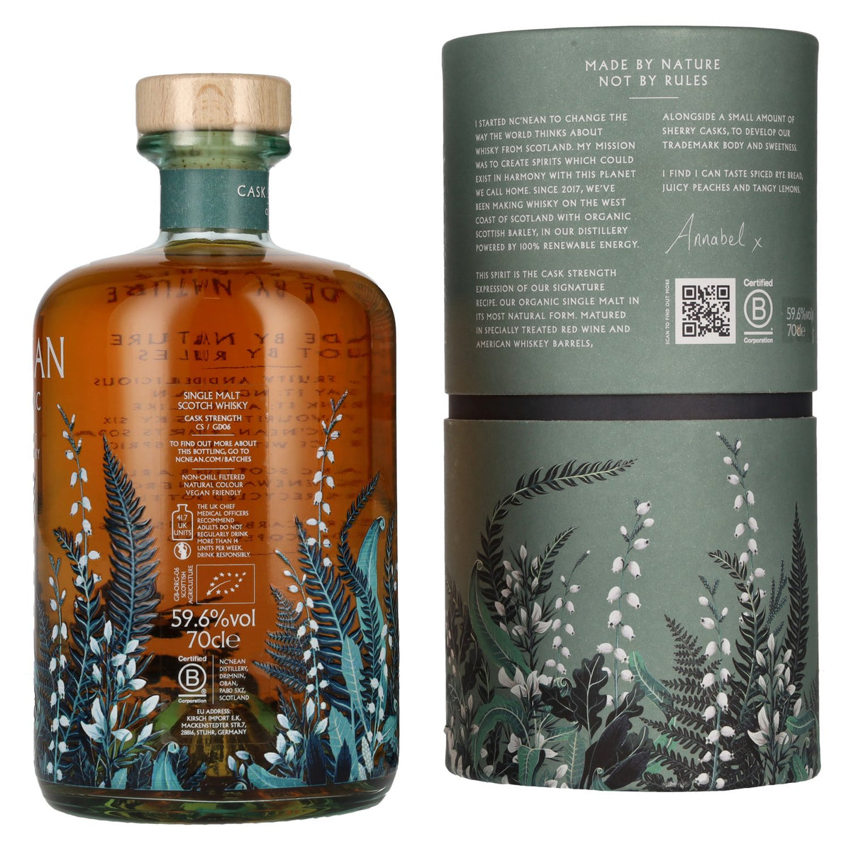 Nc'nean ORGANIC Cask Strength Single Malt Scotch Whisky Batch CS/GD06 59,6% Vol. 0,7l in gift box
