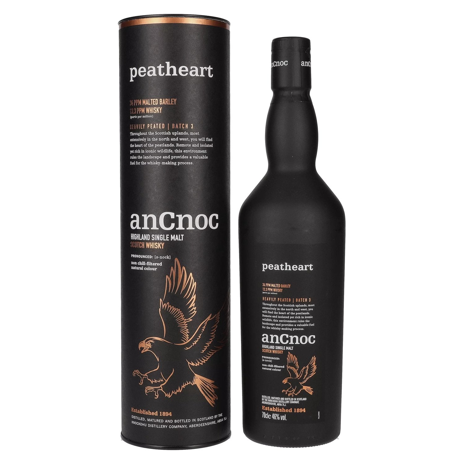 AnCnoc PEATHEART Heavily Peated Batch 3 46% Vol. 0,7l in Geschenkbox