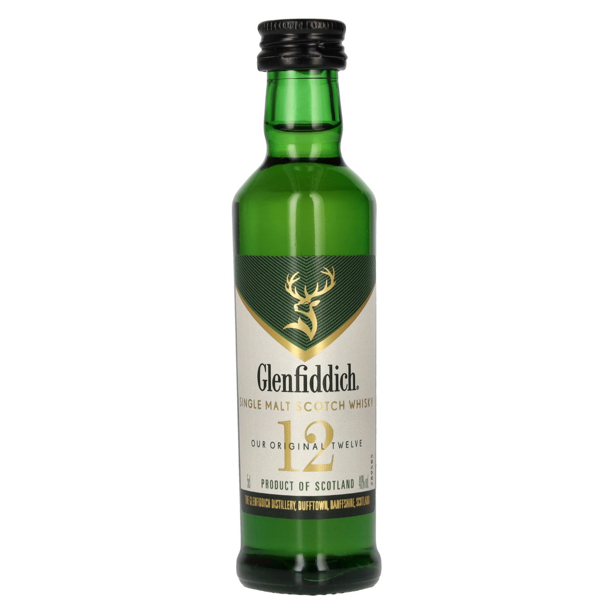 Glenfiddich 12 ans d'âge, whisky single malt écossais, 40 % vol., 0,05 l