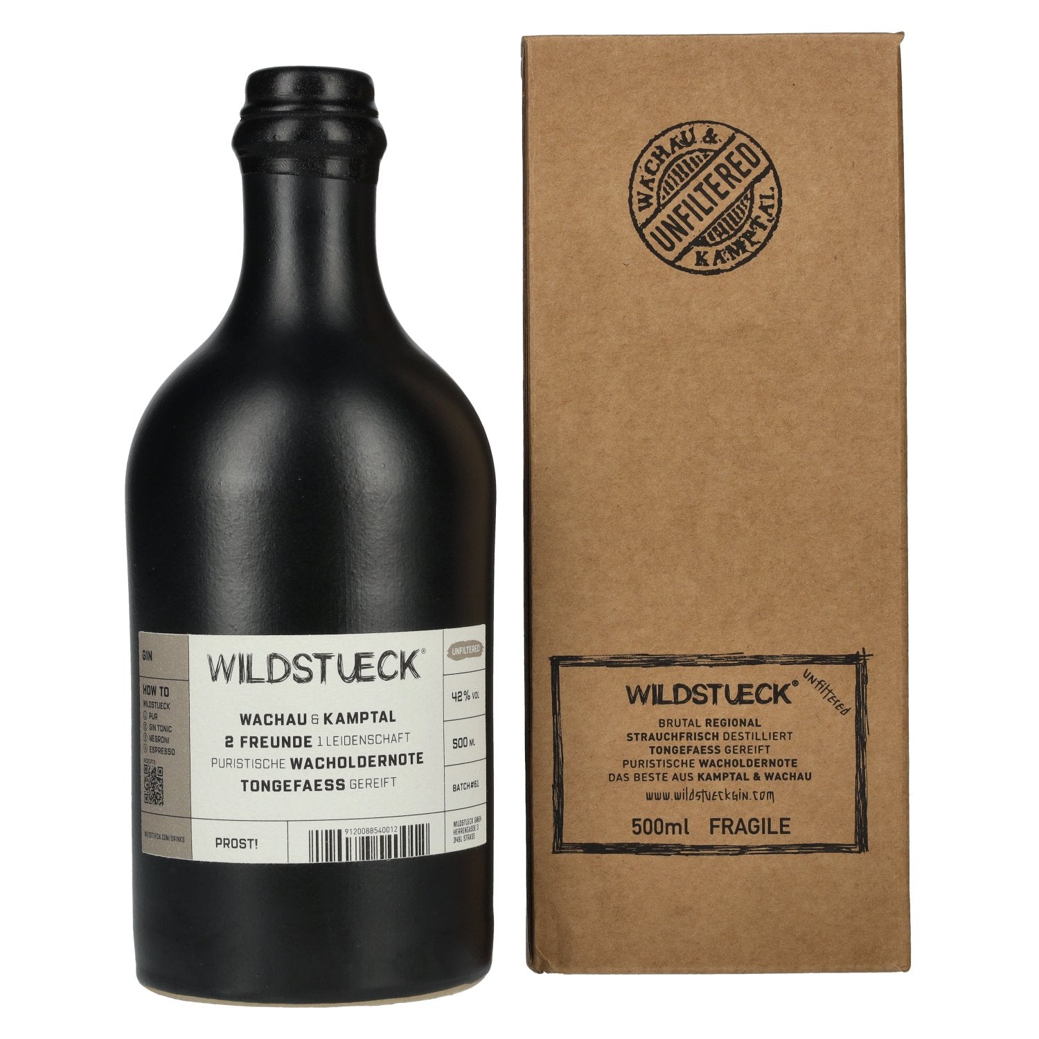 Wildstueck Danube Dry Gin Unfiltered 42% Vol. 0,5l in gift box