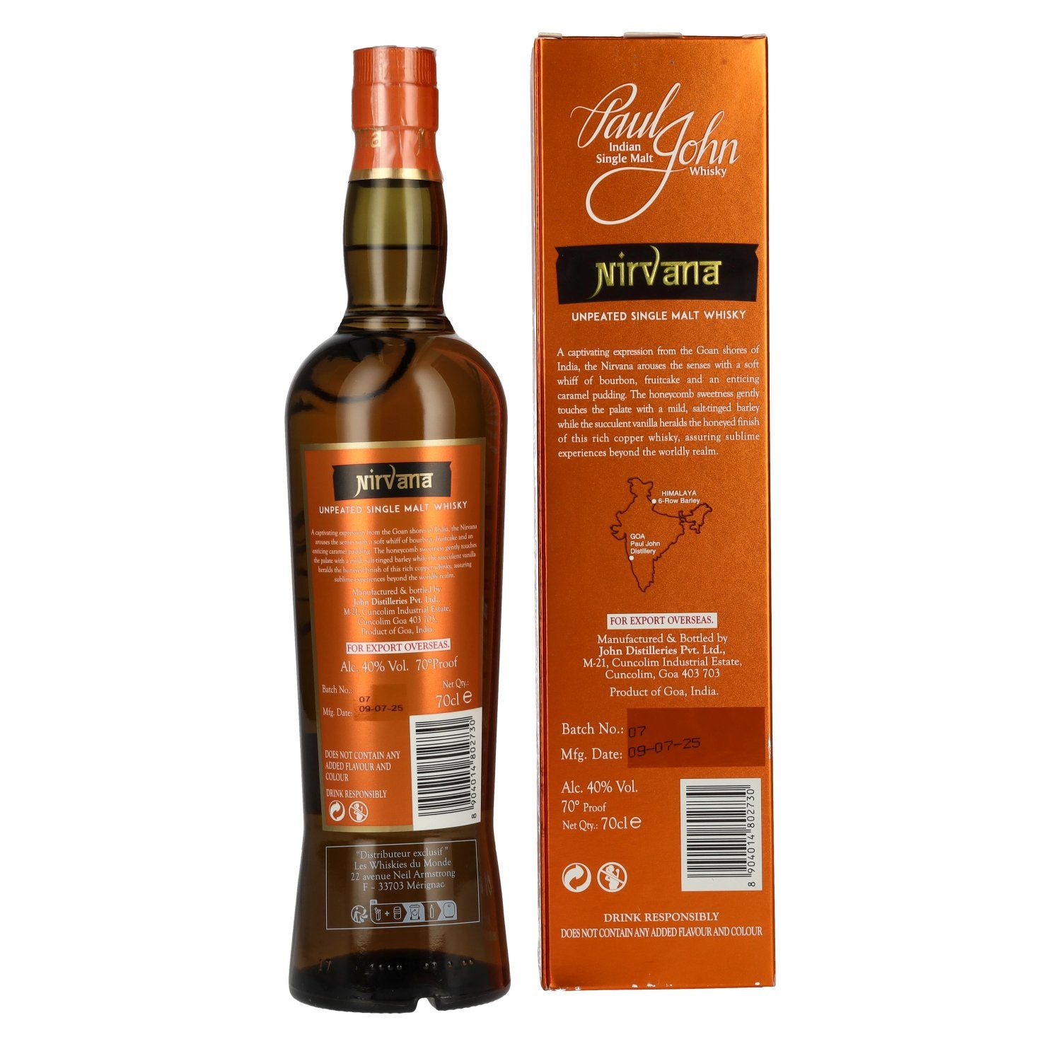 Paul John NIRVANA Indian Single Malt Whisky 40% Vol. 0,7l in Geschenkbox