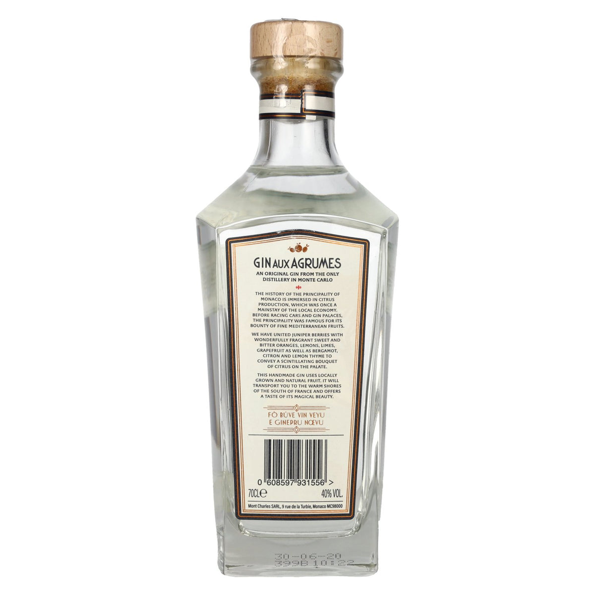 La Distillerie de Monaco Gin with Citrus 40% ABV 0.7l