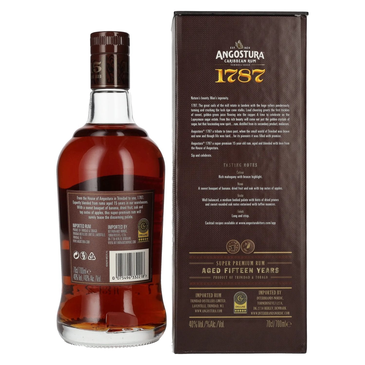 Angostura 1787 15 Years Old Super Premium Rum 40% Vol. 0,7l in Geschenkbox