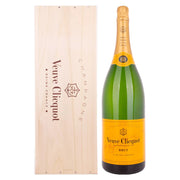 Veuve Clicquot Champagne Brut Yellow Label 12% vol. 3 litres in a wooden crate